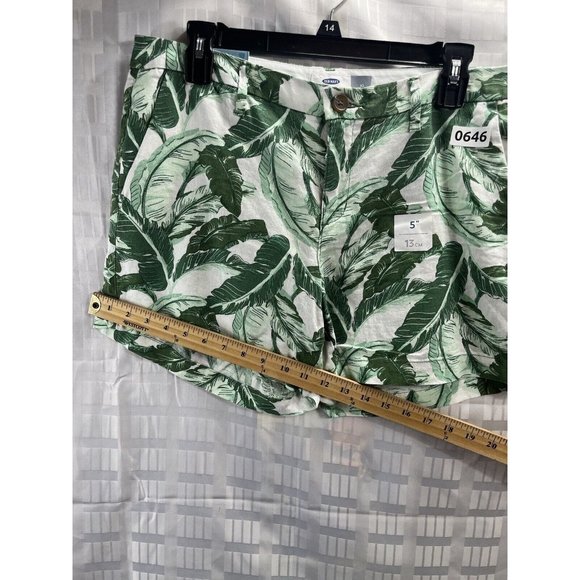 OLD NAVY Shorts Women's Size 10 Green/White Floral All Over Print Linen Summer - Picture 5 of 11